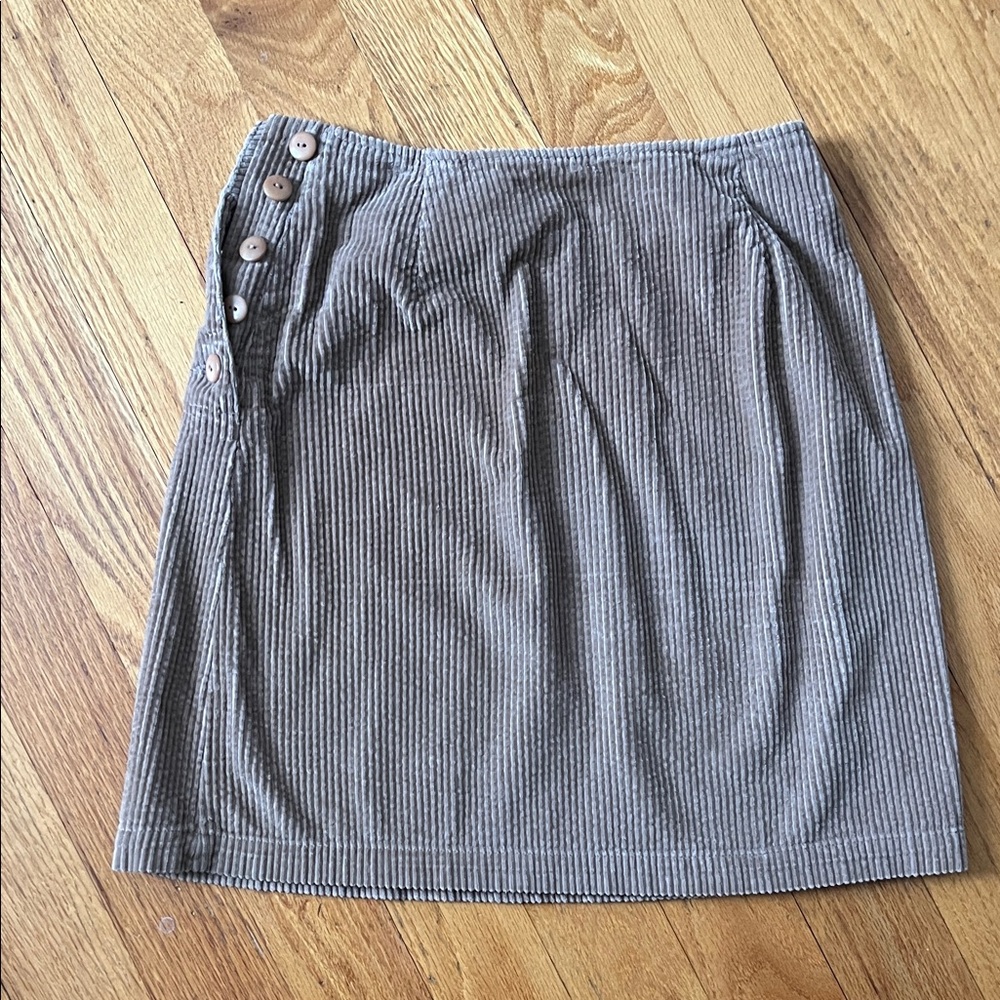 J. Jill Tan Corduroy Mini Skirt with Button Detail